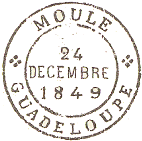 Timbre  date circulaire avec nom de ville et mention : GUADELOUPE / 