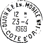 Timbre  date plastique au type A9 avec mention : Ville + AN. MOBILE. (Annexe Mobile) + N + numro / Nom de dpatement