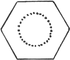 Hexagone avec cercle pointill / 