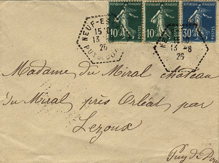 Timbre à date de la poste rurale au type F4