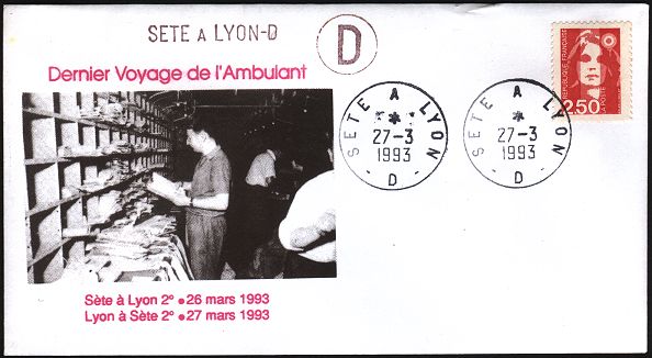 Les timbres à date modernes des ambulants avec mention : Nom de ville de départ + "