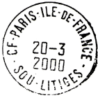 Timbre  date avec mention : CF-PARIS-ILE-DE-FRANCE / - SUD - LITIGES -