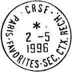 Timbre  date avec mention : C.R.S.F / - PARIS-FAVORITES-SEC. CTX. RECH. - / 