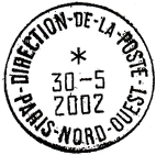 Timbre à date avec mention : DIRECTION-DE-LA-POSTE / - PARIS-NORD-OUEST -