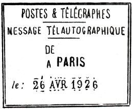 POSTES & TELEGRAPHES / MESSAGE TELAUTOGRAPHIQUE