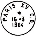 Timbre  date avec mention : PARIS XV C.D. / 