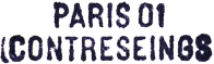 Marque linaire avec mention : PARIS 01 ( CONTRESEINGS )