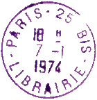 Timbre à date avec mention : "PARIS - " + numéro de bureau + "BIS" / " - LIBRAIRIE - "