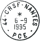 Timbre  date avec mention : numro de dpartement + "- C.R.S.F. -" + nom de ville / "- PCE -"