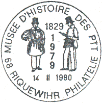 Timbre à date de 1980 du musée postal de Riquewihr