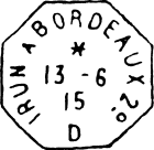 Timbre à date octogonal des ambulants de jour avec mention nom de ligne et numéro de brigade / 