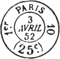 Timbre à date pour les lettres en port du de Paris à Paris