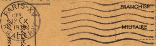 Oblitration mcanique 7 lignes ondules avec timbre  date  gauche - Premire et deux dernires lignes plus courtes / 