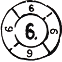 Marque espagnole dite "Roue de charrette" avec chiffre 2,6,7,8 ou 9
