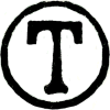 Timbre poste annulés en SUISSE par un cercle contenant la lettre T