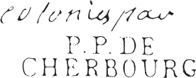 Marque linéaire maritime manuscrite combinée avec marque linéaire / 