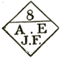 Marque carrée avec numéro de 1 à 15 et mention : AEJF / 