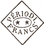 Marque triangulaire avec mention PERIODI. FRANCS et deux toiles au centre
