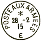 Timbre  date au type 04 avec mention POSTE AUX ARMEES et lettre