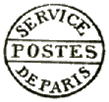 Timbre avec mention : SERVICE POSTES DE PARIS