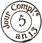 Timbre à date type II de 1802 avec jour complémentaire