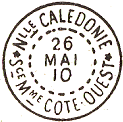 Timbre  date avec mention : Nlle CALEDONIE Sce Mme COTE OUEST