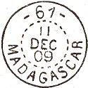 Timbre  date circulaire MADAGASCAR et numro dans le haut