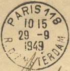 Timbre  date au type A6, anne sur quatre chiffres, avec mention : PARIS + numro du bureau / Nom de rue