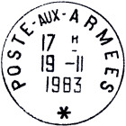 Timbre à date avec mention POSTE - AUX - ARMEES et astérisque dans le bas du timbre à date / 