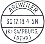 Timbre à date allemand récupéré (1918-1919) / 