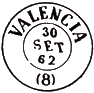 Timbre  date espagnol avec mention : VALENCIA / (8) / 