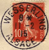 Timbre à date des bureaux de poste dans l'Alsace reconquise (1915)
