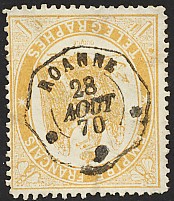 Timbres à date ondulé des bureaux télégraphiques avec trois fleurons